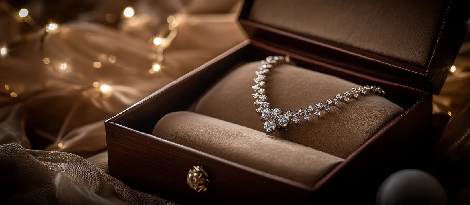 A beautiful, carved necklace box with a soft velvet lining.